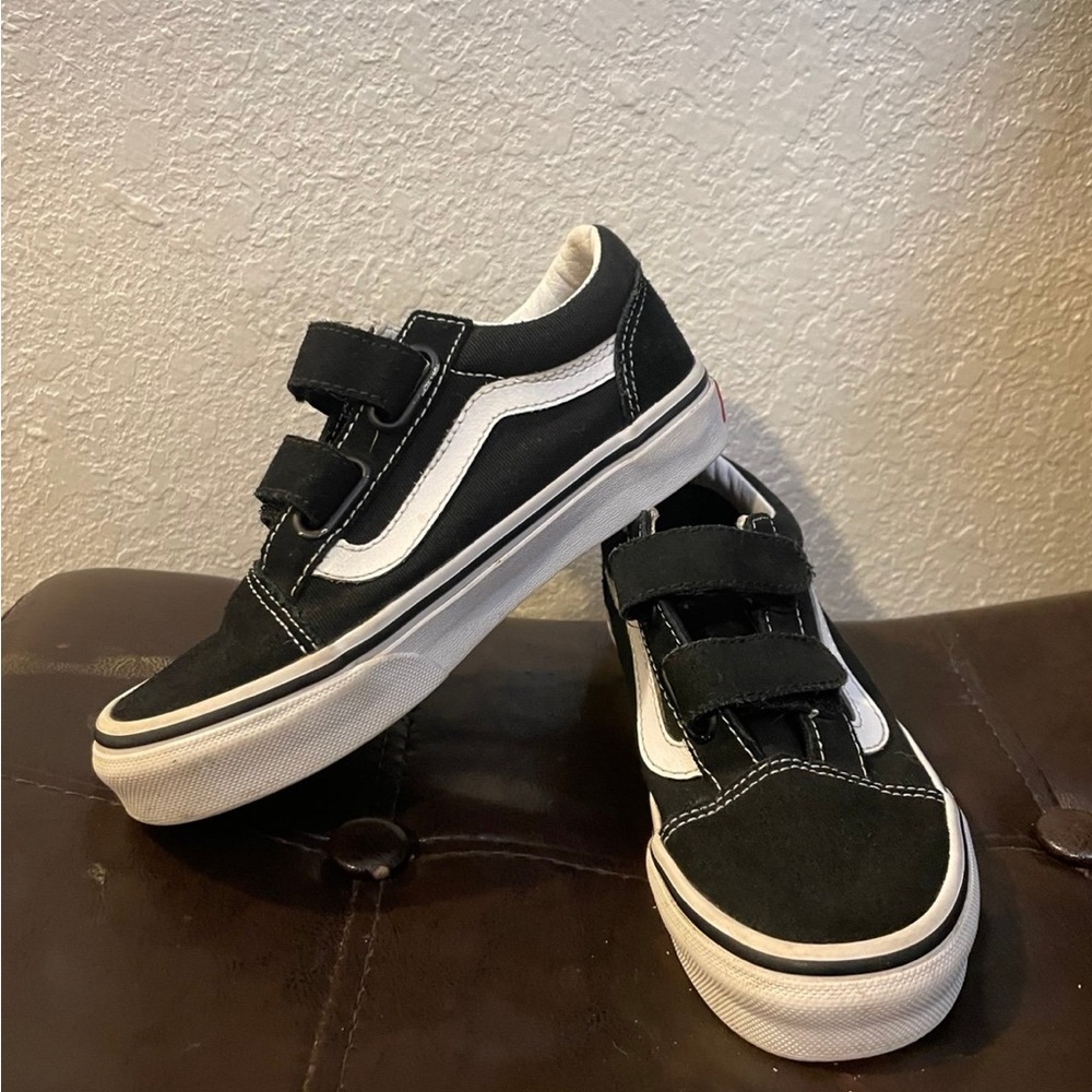 Black and White Vans kids shoes size 13.5